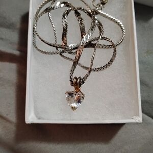 Elegant real  Silver Heart Pendant Necklace